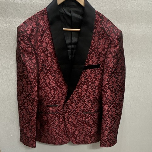 Red black patterned satin - red,