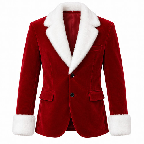 Men red velvet blazer white - red,
